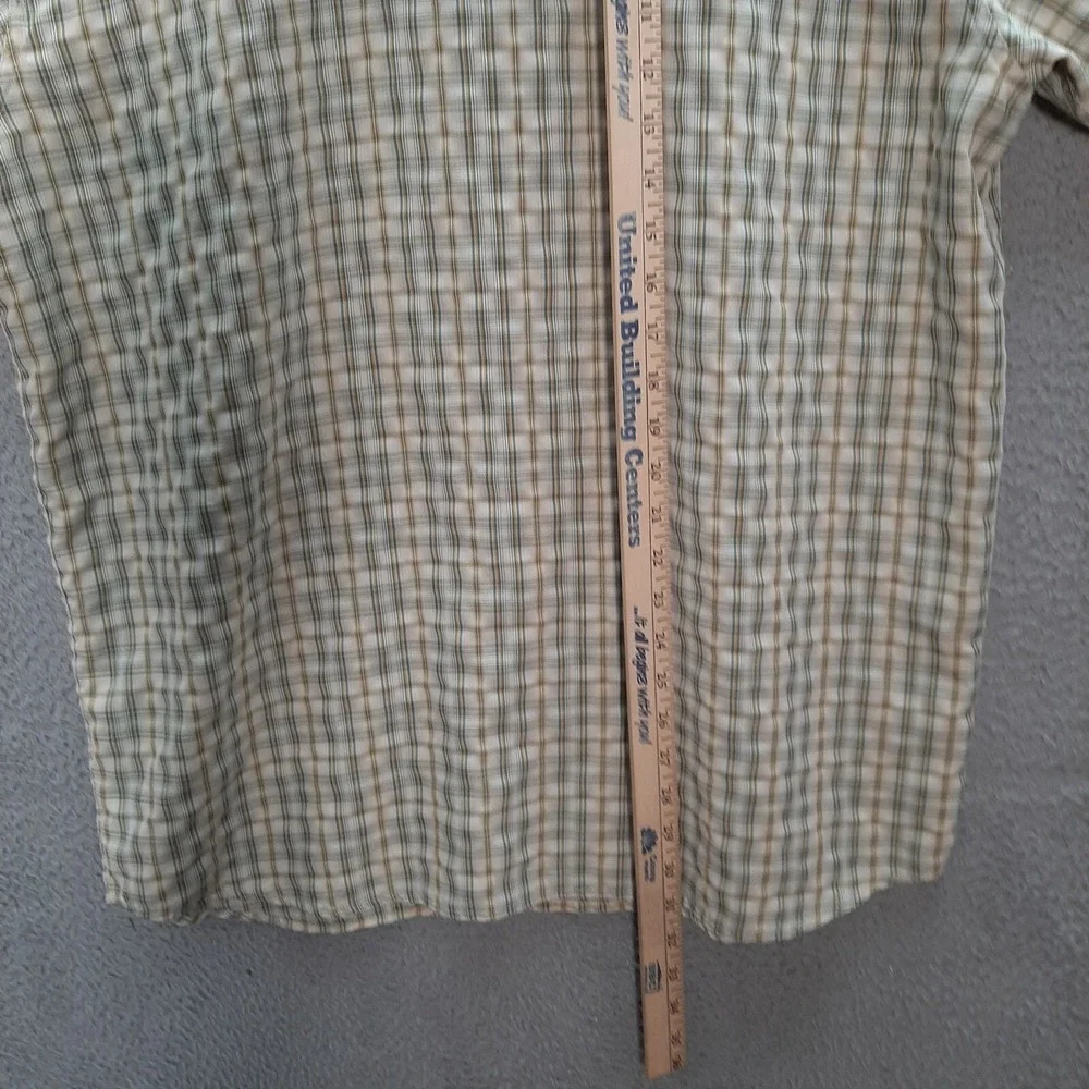 The North Face Shirt Adult Large Tan Green Plaid Outdoors Camping Hiking Fishing